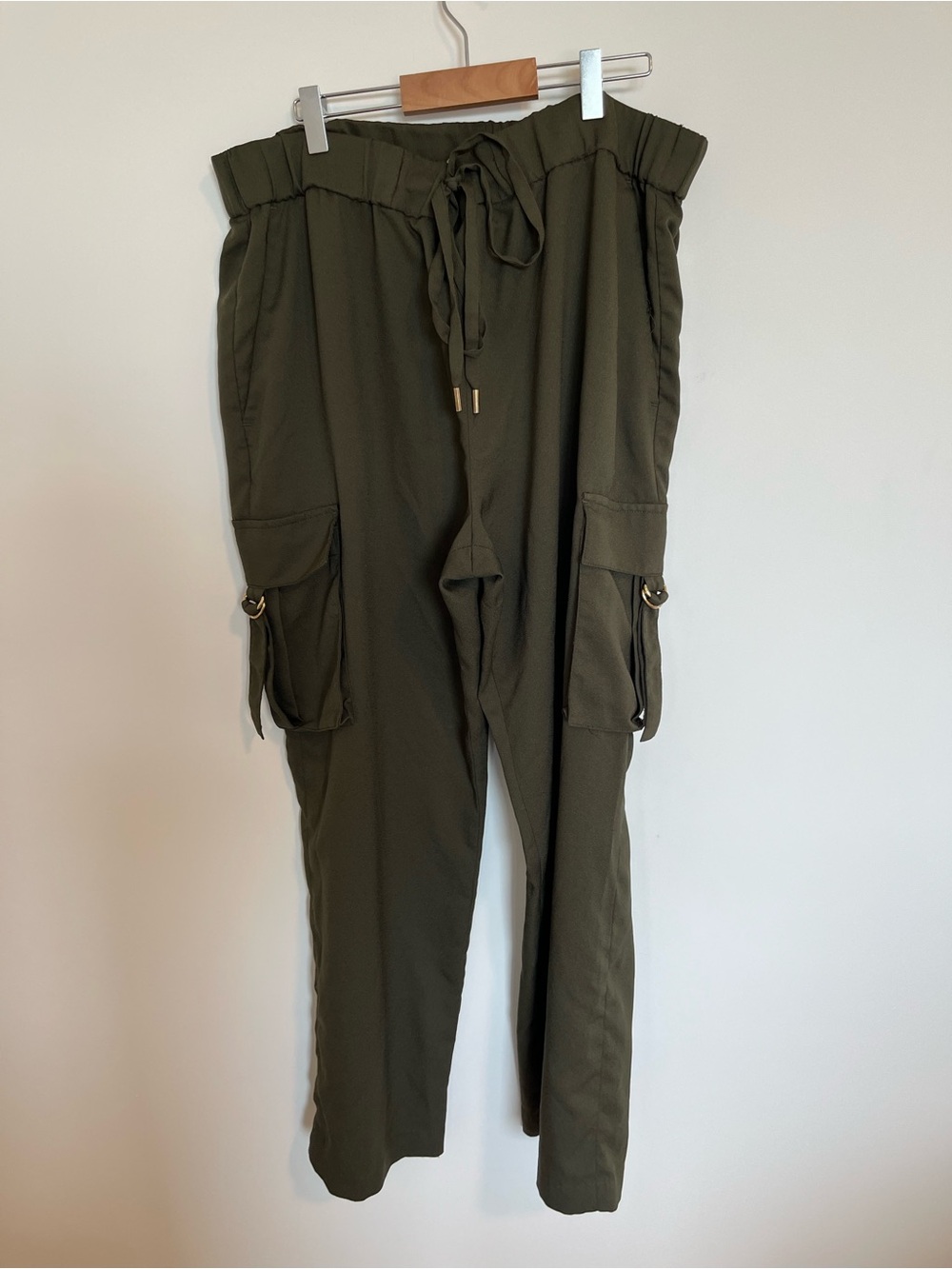Michael Kors Olive Green Cargo Joggers with Drawstring Waist women